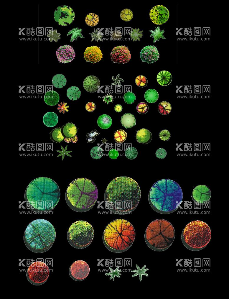 编号：21086909161832156193【酷图网】源文件下载-手绘彩色平面植物分层素材