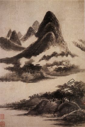 山水画清代庭院中国墨清朝场景