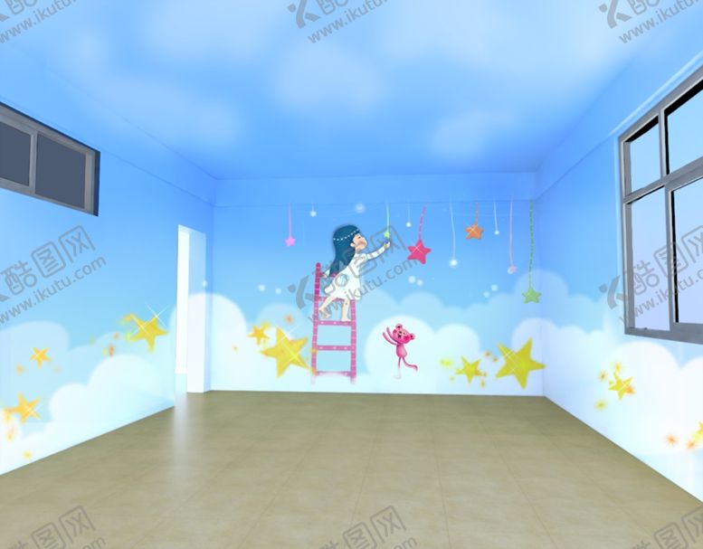 编号：96528107131729229437【酷图网】源文件下载-幼儿园室内卡通墙绘效果图