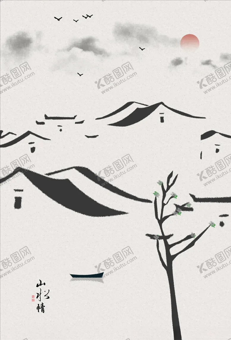 编号：98113804200108587142【酷图网】源文件下载-水墨装饰画
