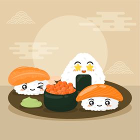 卡哇伊美食矢量图手绘通手绘可爱