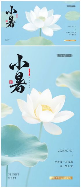 小暑节气荷花诗意海报展板