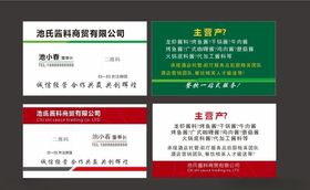 红色绿色简约名片模板