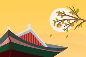 古风背景节气海报霜降插画秋分海报