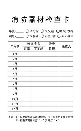 防火检查记录月检年检消防检查记