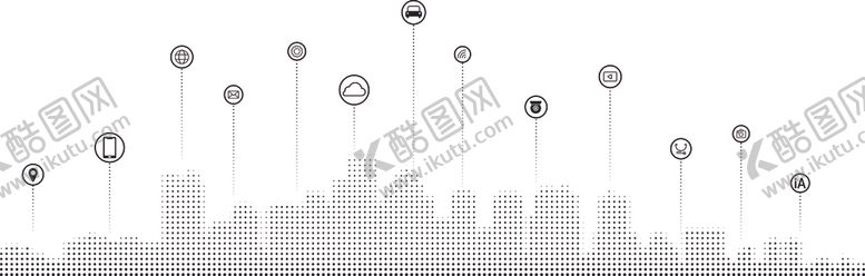 科技城市剪影天际线图标