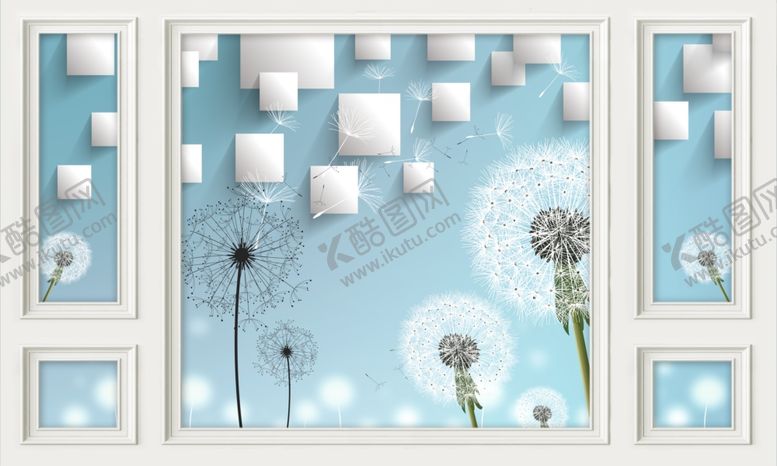 编号：43455310170526552940【酷图网】源文件下载-蒲公英方块框框背景墙