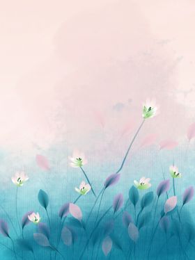 原创手绘插画风花朵植物小清新