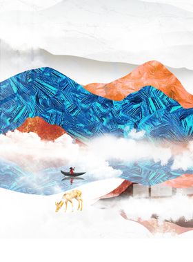 抽象山水二联画