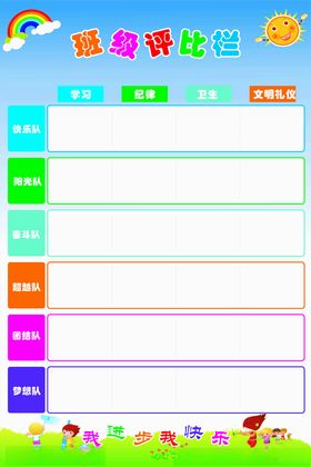 评比栏学生卡通海报