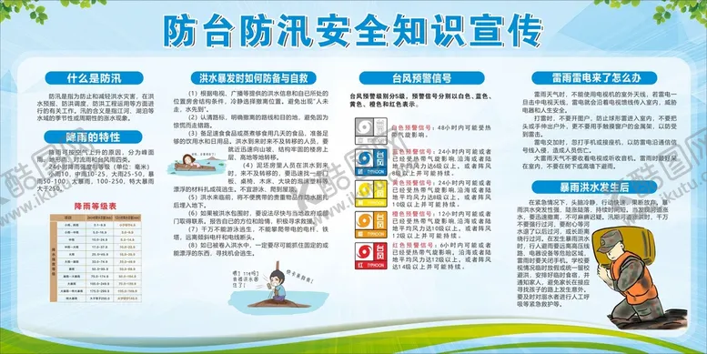 编号：17103810270801011860【酷图网】源文件下载-防台防汛安全知识宣传栏