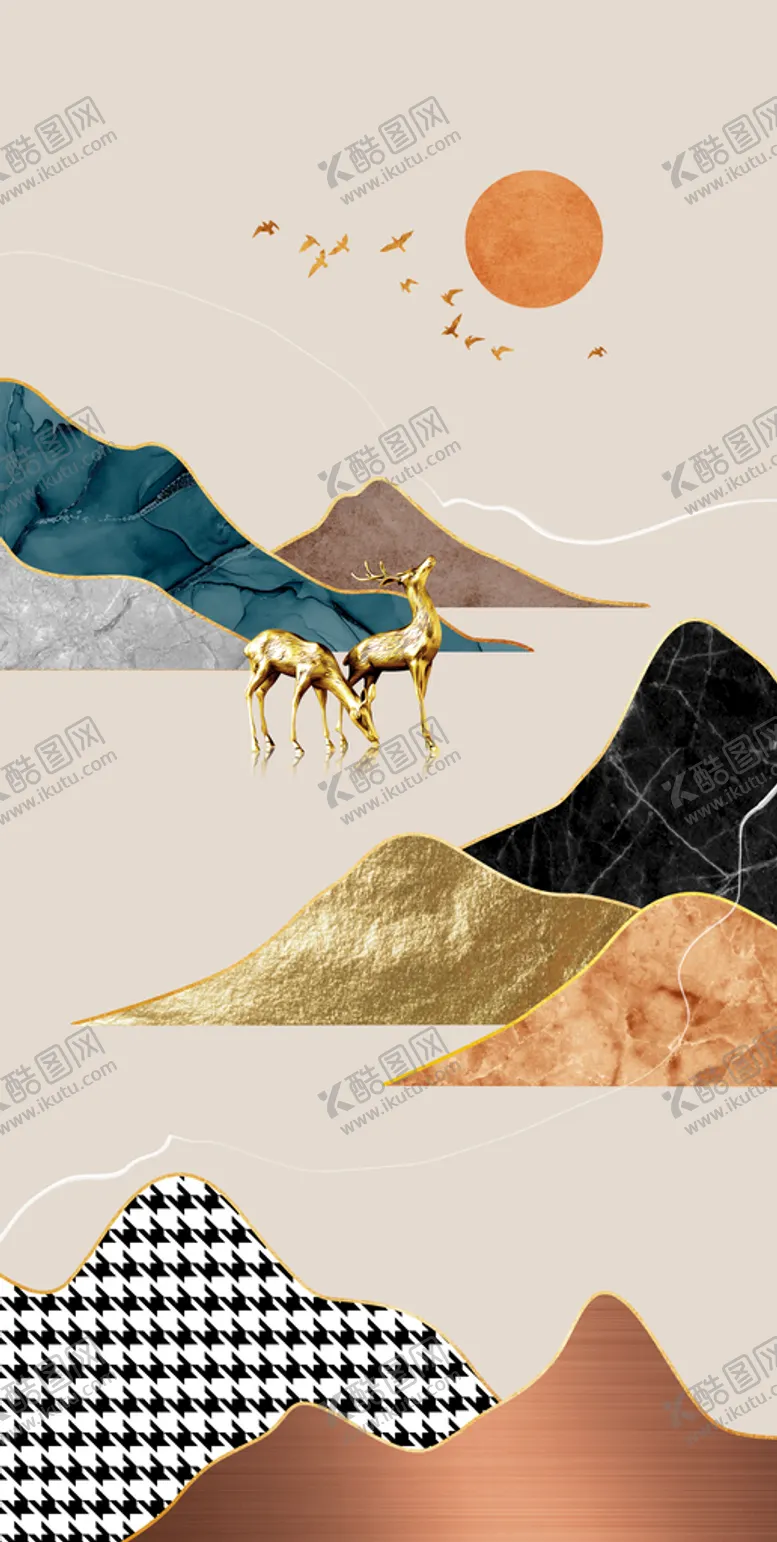 编号：69735009200630327492【酷图网】源文件下载-麋鹿装饰画