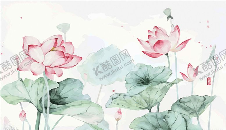 编号：93650205041030243856【酷图网】源文件下载-荷花莲蓬背景墙