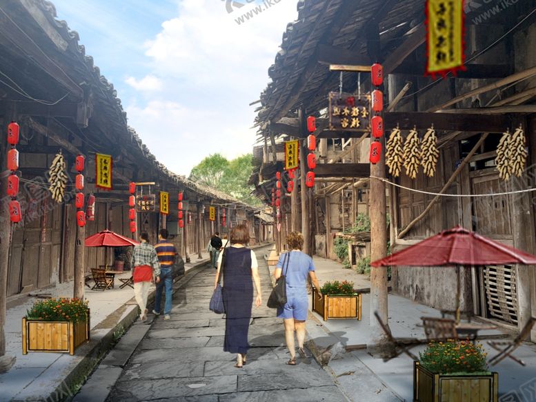 编号：45585106270148181576【酷图网】源文件下载-古镇小街道四川古镇
