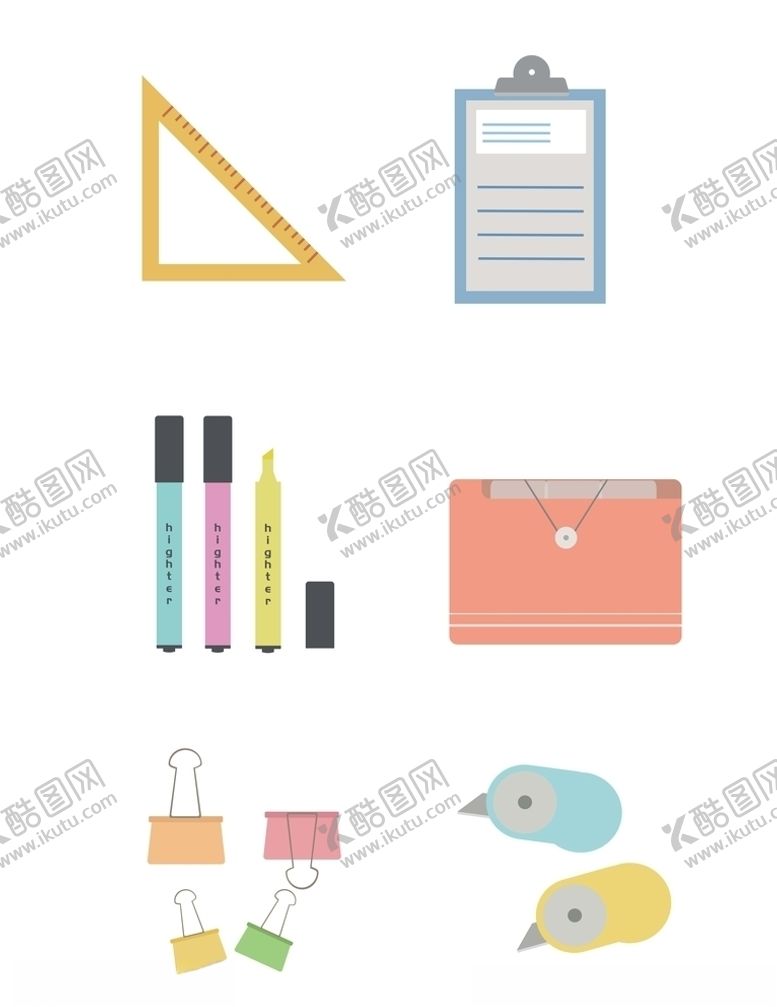 编号：92081106270022597671【酷图网】源文件下载-开学季文具矢量图标