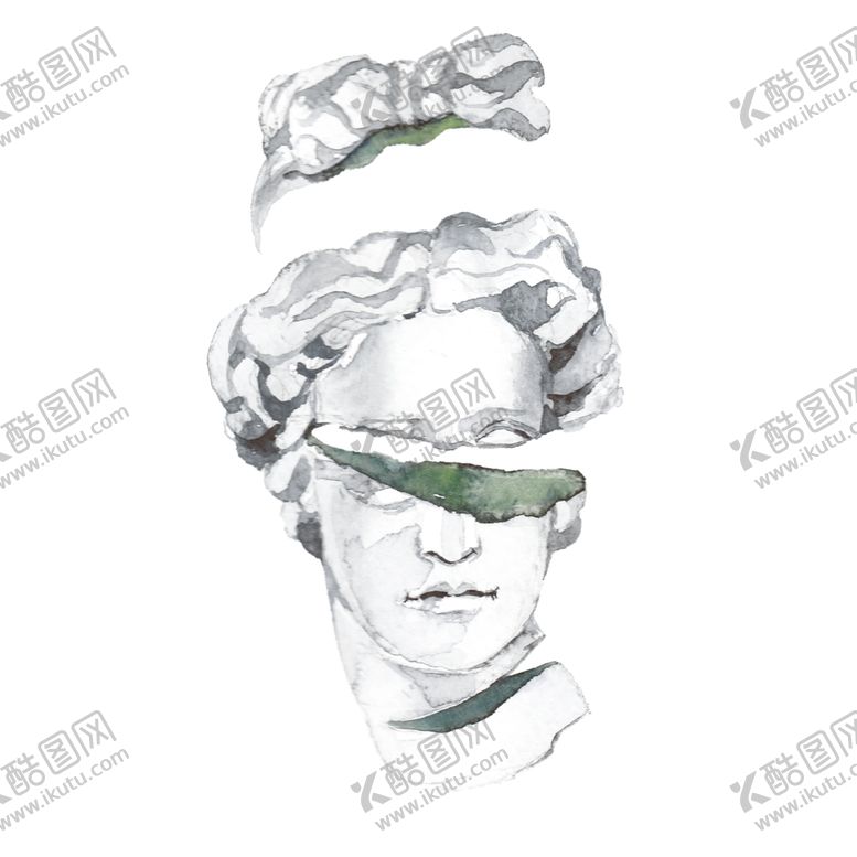 编号：22366307070353035421【酷图网】源文件下载-水彩绘画雕像图案