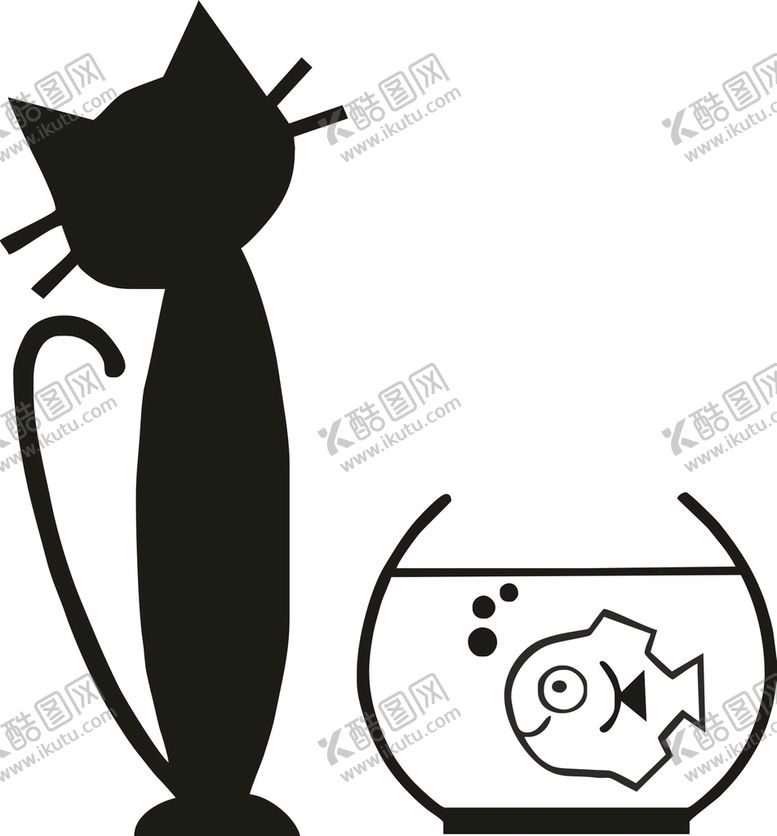 编号：26093002121705021593【酷图网】源文件下载-猫和鱼矢量图