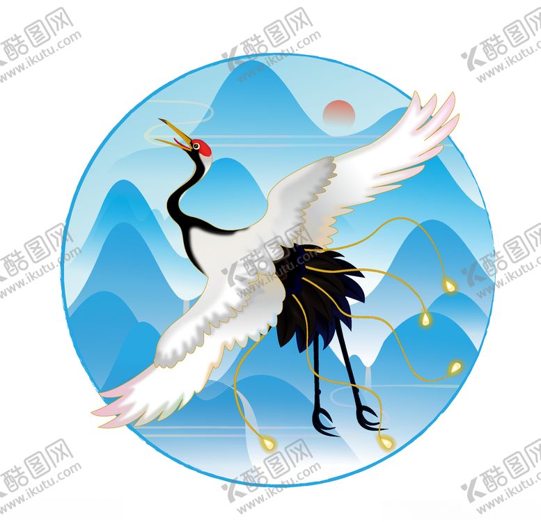 编号：97942609242228329785【酷图网】源文件下载-水墨中国风重阳节山水云纹飞鹤