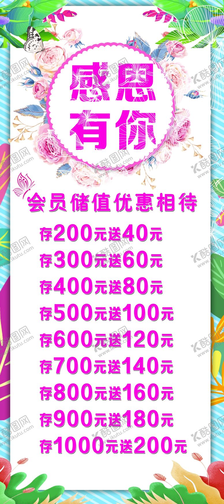 编号：18338912182153467819【酷图网】源文件下载-感恩有你会员充值展架海报