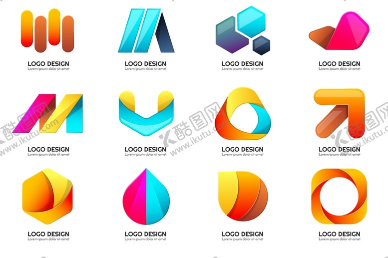 编号：23085704050402073336【酷图网】源文件下载-多彩立体创意标志图标集