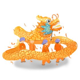 舞狮插画新春龙年喜庆2024