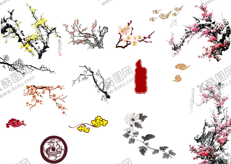 编号：99694401220335382010【酷图网】源文件下载-中国风水墨花卉PNG免扣