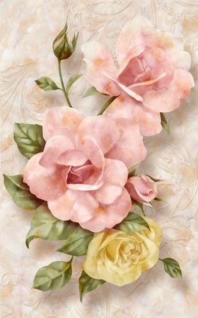3D立体花朵玄关画