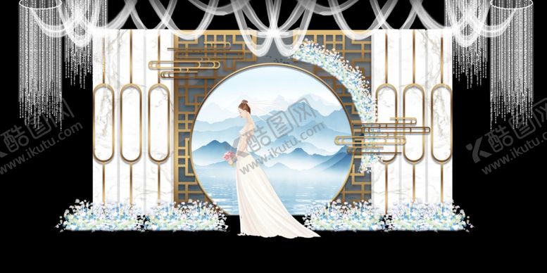 编号：85171610280604593263【酷图网】源文件下载-水墨新中国风婚礼设计背景