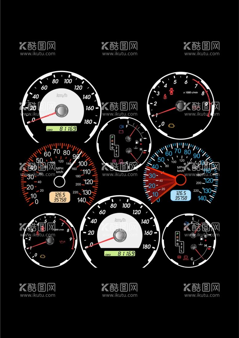 编号：29759512200109002796【酷图网】源文件下载-矢量图画汽车仪表盘高清