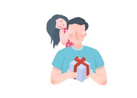 父亲节拥抱小女孩父女亲情父亲