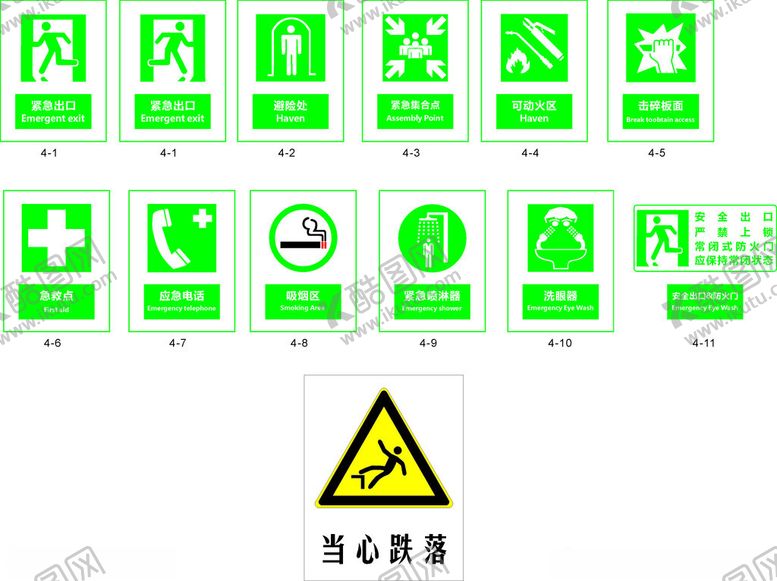 编号：94392301260039063087【酷图网】源文件下载-当心跌落急救点安全标识