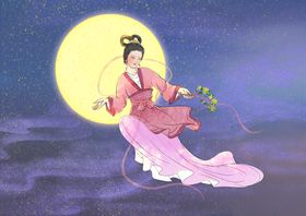 中国风嫦娥奔月中秋节插画