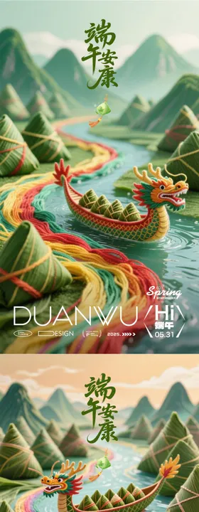 端午3D彩绳海报