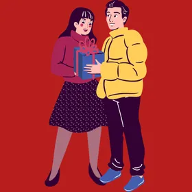 手绘情侣恋人爱男女卡通