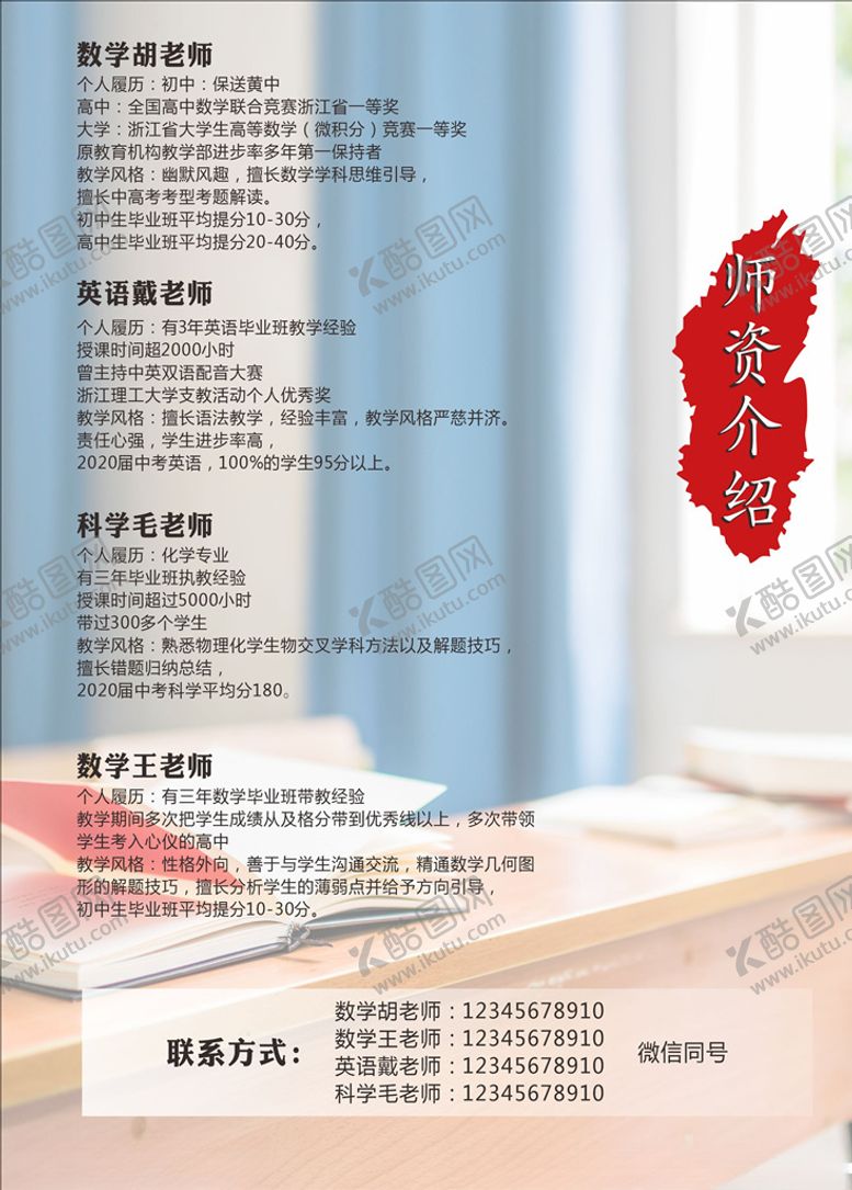 编号：56270910300343598943【酷图网】源文件下载-师资介绍