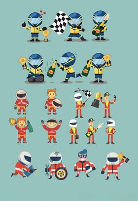 卡通赛车人物及相关元素