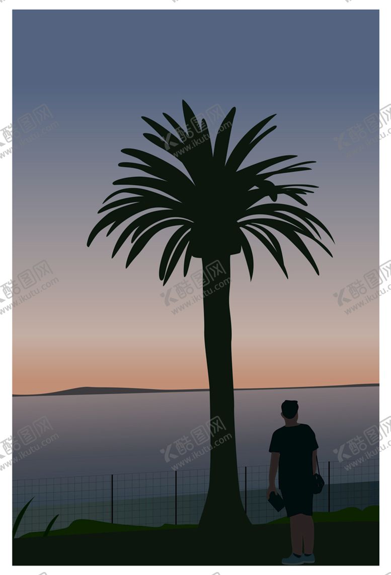 编号：72194309210833564598【酷图网】源文件下载-AI夜晚海边风景插画