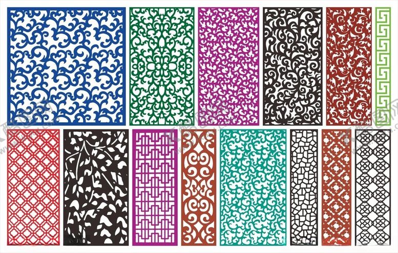 编号：17832410120813545095【酷图网】源文件下载-窗花镂空花纹屏风隔断雕花