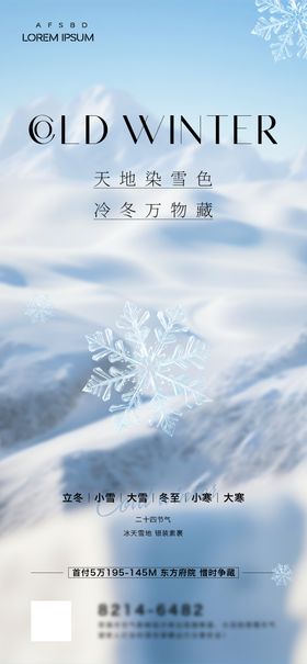 地产大雪冬至小寒树枝雪花海报