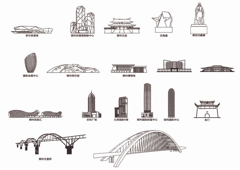 编号：28738612020552265424【酷图网】源文件下载-柳州标志建筑线稿矢量