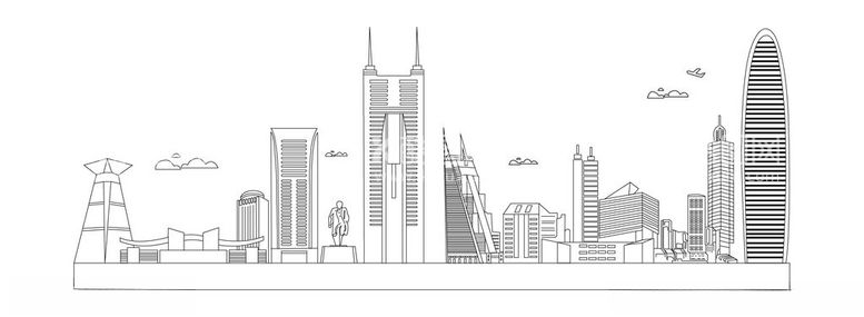 编号：78440612180653038877【酷图网】源文件下载-深圳地标线稿图