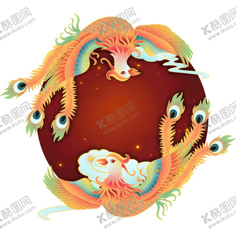 编号：79130609250038095780【酷图网】源文件下载-国潮凤凰图案