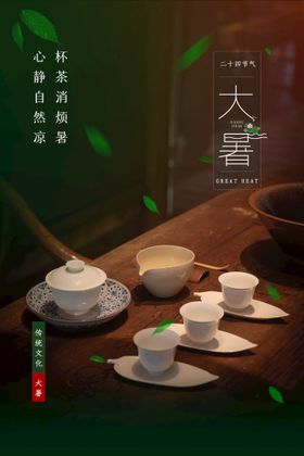 二十四节气大暑海报插画