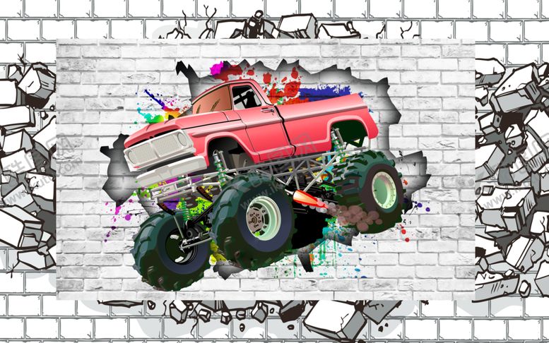 编号：64119609140444052067【酷图网】源文件下载-3d越野车吉普车背景墙