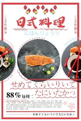 日料海报宣传餐厅展架式