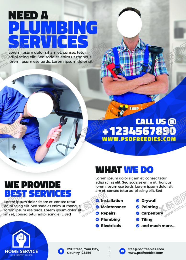 编号：17105810282158303479【酷图网】源文件下载-水暖服务传单