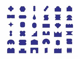 多样蓝色几何形状图标集
