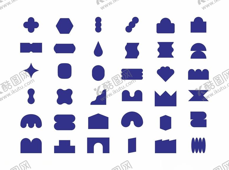 编号：68733504060104152836【酷图网】源文件下载-多样蓝色几何形状图标集