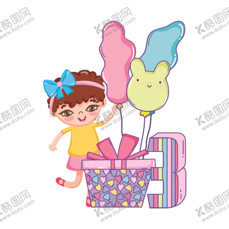 编号：73982505011022272612【酷图网】源文件下载-卡通生日女孩