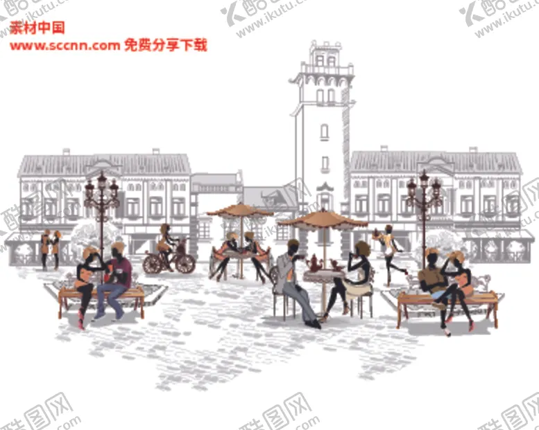 编号：60105806270415548844【酷图网】源文件下载-手绘风格街头咖啡馆